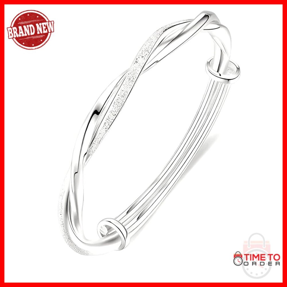 Sterling Silver Bangle Bracelet Adjustable Elegant Minimal Chic Jewelry